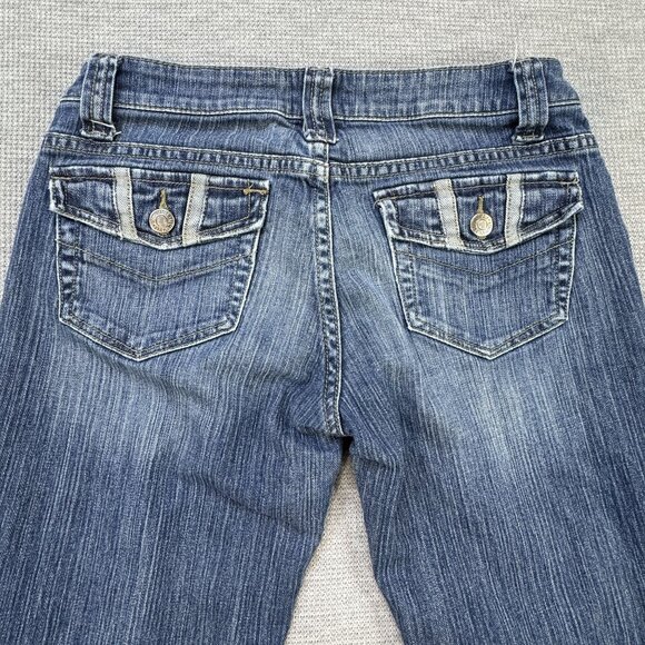 Aeropostale Womens Blue Denim Capri Jeans Size 3/4 Medium Wash Stretch Pockets - Picture 4 of 13